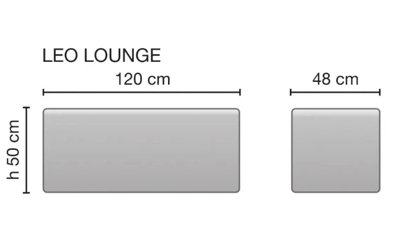 il pouff Leo Longue della Ceriotti disponibile in vari colori con possibilità di rivestimenti skai a scelta