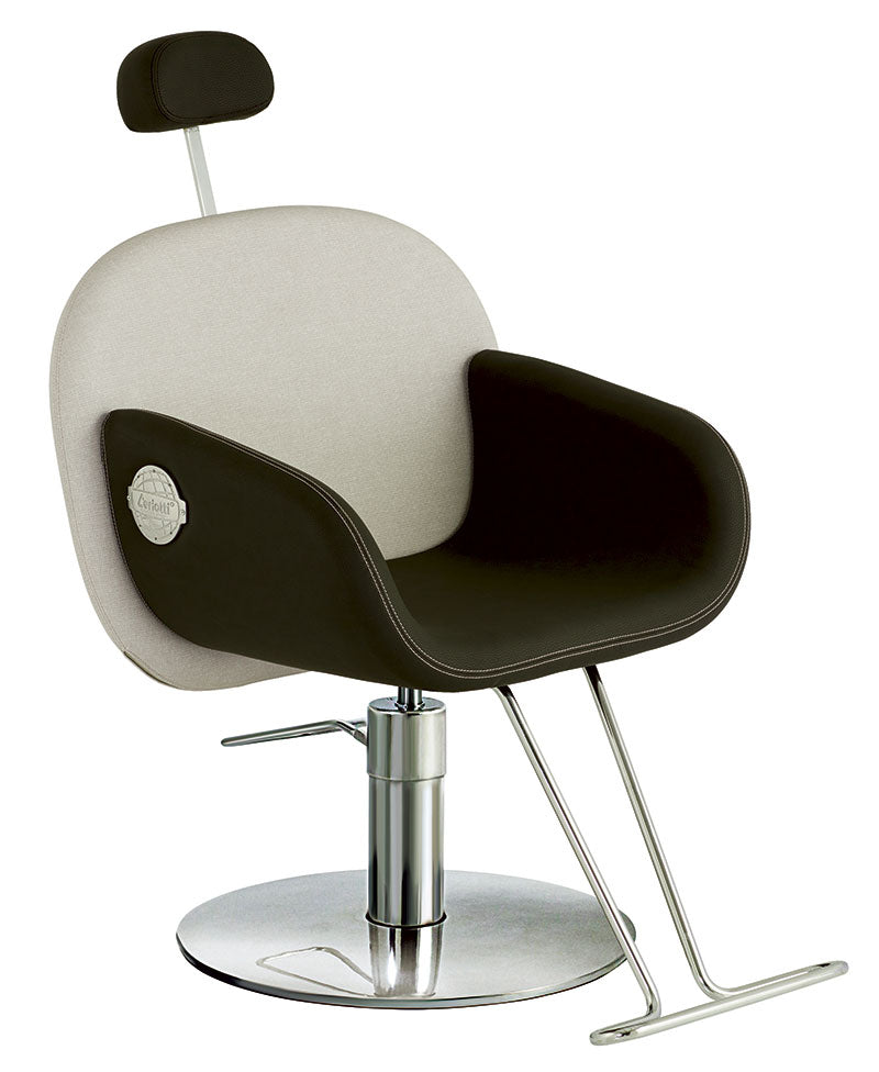 Poltrona per parrucchieri Ceriotti Olivia recliner con seduta in poliuretano schiumato con inserti in legno. Rivestimenti skai a scelta.