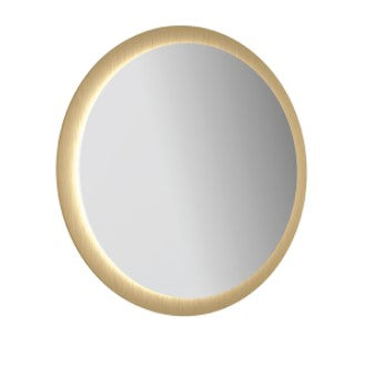 Specchiera tonda POSH una postazione circolare a muro effetto oro con illuminazioni dal diametro di 120 cm