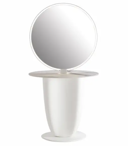 La postazione Minuetto è infatti la nuova soluzione ideale per saloni parrucchiere eleganti e funzionali perché consente di avere 2 postazioni in una che condividono un unico piano d'appoggio.