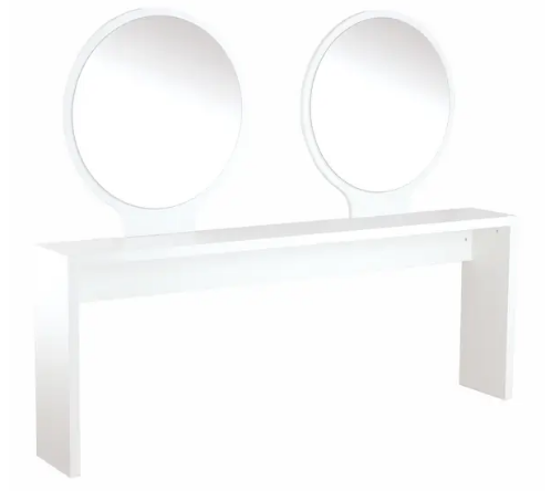 La postazione doppia centrale in nobilitato RONDO 2P è a 2 posti con struttura in legno nobilitato bianco, ampio piano di lavoro 2 posti.