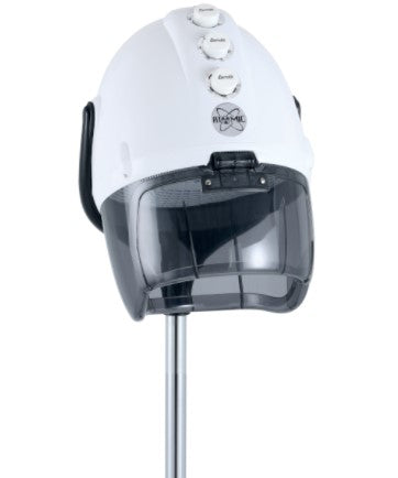Il casco asciugacapelli professionale Atomic Ceriotti dal design retro-futuristico con visiera integrata e potenza maggiorata.