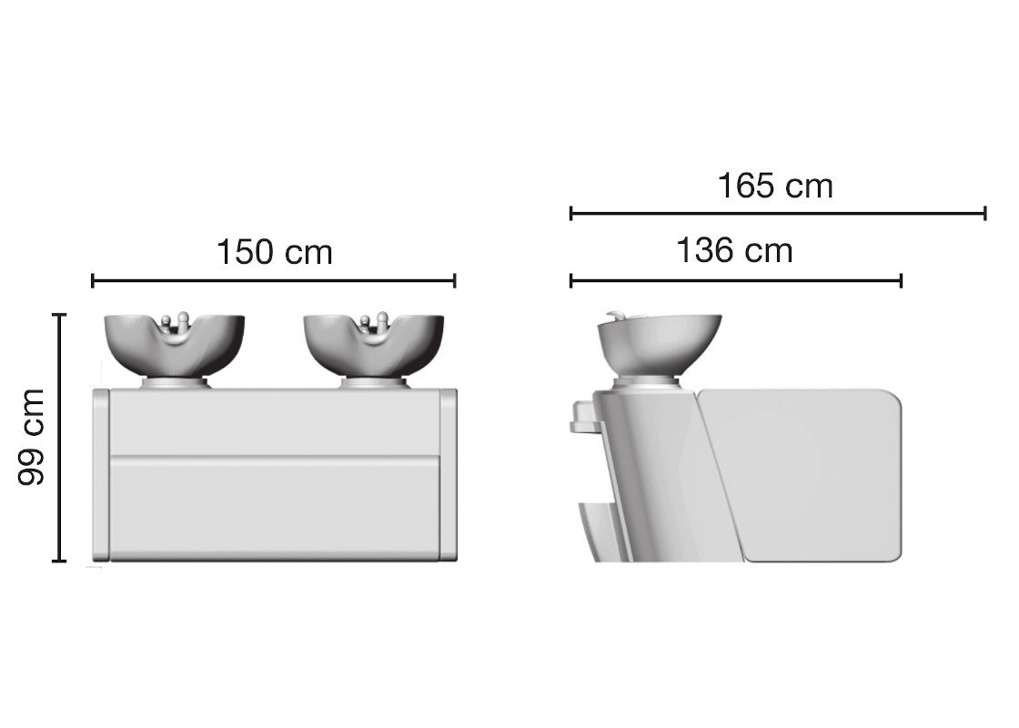 Lavatesta parrucchieri Duetto Ceriotti lavabo professionale per parrucchieri a divanetto, con due posti ampi e comodi.