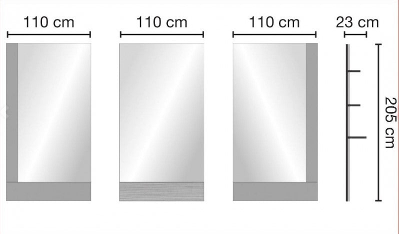 Lo specchio FRASSINO (parte destra) della Ceriotti insieme alle altre due parti è elegante, con la possibilità di montarlo a muro.