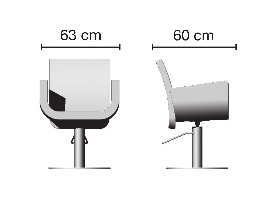Poltrona per parrucchieri Ceriotti Gaia & GaiaMake Up in poliuretano schiumato con inserti in legno. Rivestimenti skai a scelta