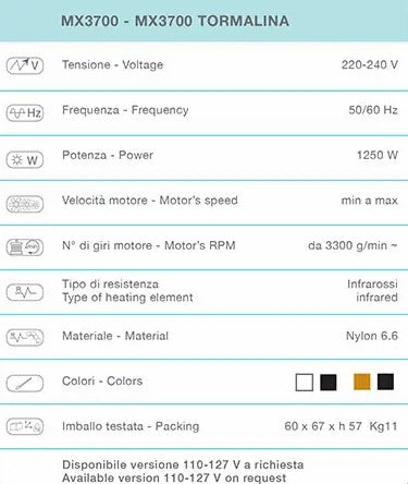 Lampada infrarossi MX3700 Ceriotti con regolatore elettronico dell’irradiamento di energia e 5 potentissime ventole a levitazione magnetica.