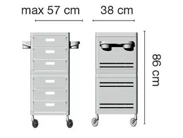 Carrello tecnico per parrucchieri MY 6 della Ceriotti con possibilità di sei cassetti tutti scorrevoli e dotati di divisori interni