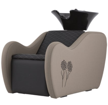Lavatesta Relax Ceriotti con rivestimenti skai a scelta e piani multifunzione in metallo verniciato in elettroforesi.