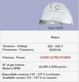 Casco asciugacapelli Ceriotti Vision 4V con ampia campana per accogliere più comodamente le acconciature più complesse con motore TURBO a 4 velocità