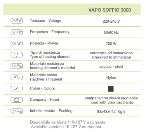 Il vaporizzatore professionale Vapo Soffio 3000 Ceriotti è professionale per trattamenti estetico curativi.