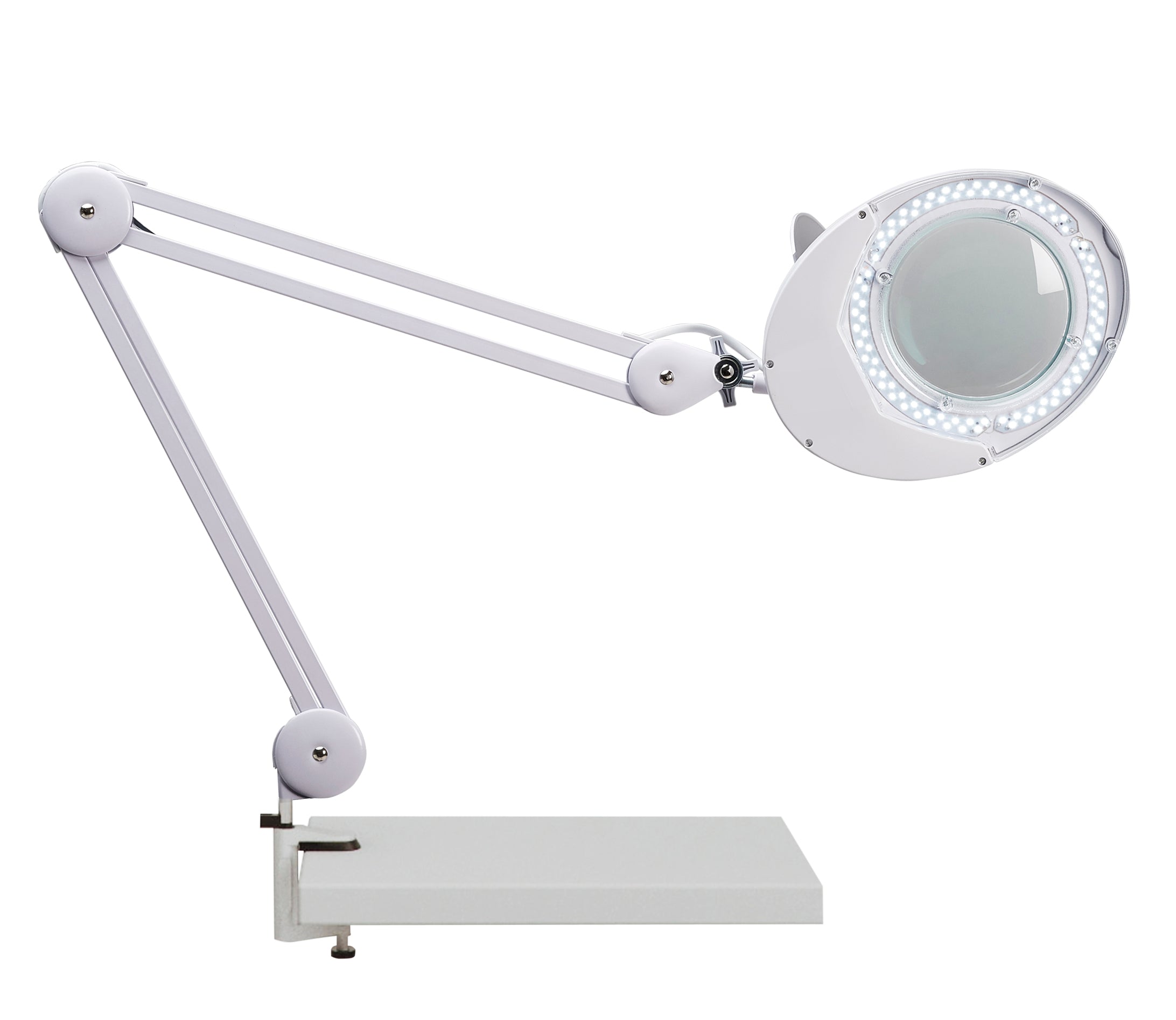 La lente di ingrandimento estetica professionale Led Lupa SP a 3 o 5 diottrie con lampada LED. Completa di morsetto al tavolo.
