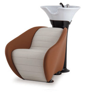 Lavatesta parrucchieri professionale ADDA Ceriotti con seduta e schienale in poliuretano schiumato con inserti in legno e metallo