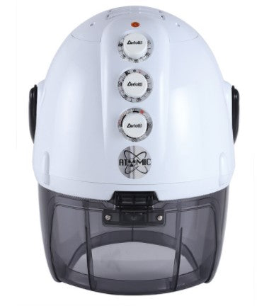 Il casco asciugacapelli professionale Atomic Ceriotti dal design retro-futuristico con visiera integrata e potenza maggiorata.