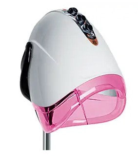 Il casco asciugacapelli professionale EGG Ceriotti dal design retro-futuristico con visiera integrata e potenza maggiorata.